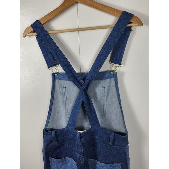 SSO Second Skin Overalls by Danielle Two Toned Blue Denim Patchwork Overalls | M - Picture 8 of 10